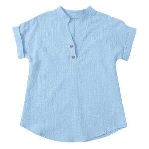 2/$15 Henley V-neck Button Blouse 2XL White Blue Brown